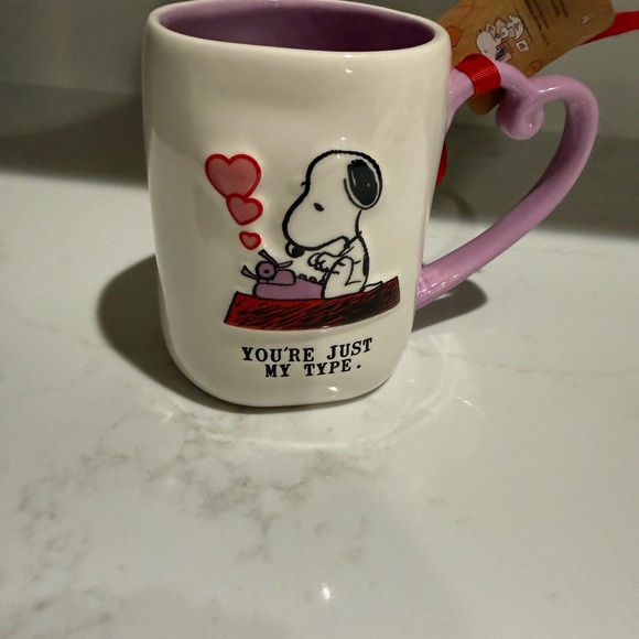 Rae Dunn Other - Rae Dunn & Snoopy YOU’RE JUST MY TYPE Mug with Purple Interior & 💜 shaped handle